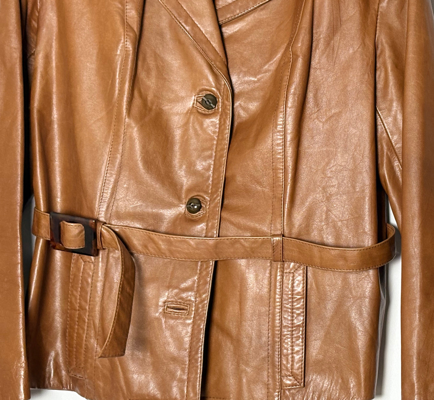 Vintage brúnn leðurjakki (S)