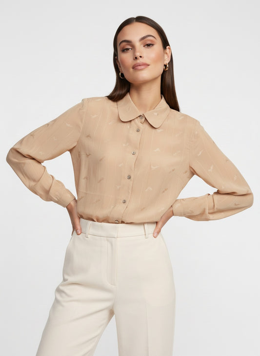 Champagne-colored vintage shirt blouse (M)