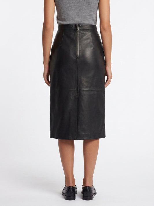 Vintage midi leather skirt (M)