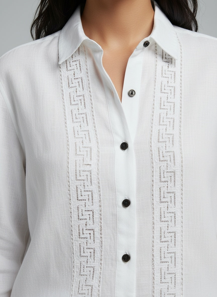 Detail shot of Vintage bómullarskyrta (M-L)