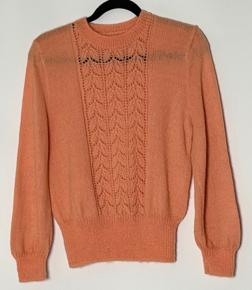 Vintage ferskjulituð peysa (S)