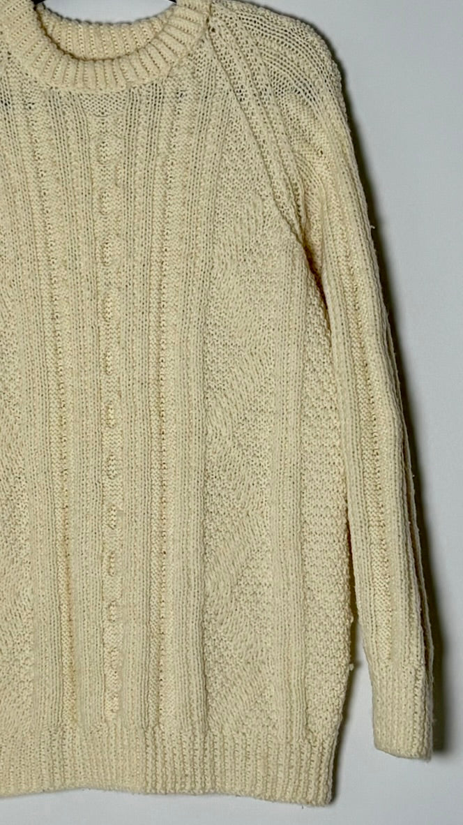 Vintage peysa m. kaðlamunstri (M)