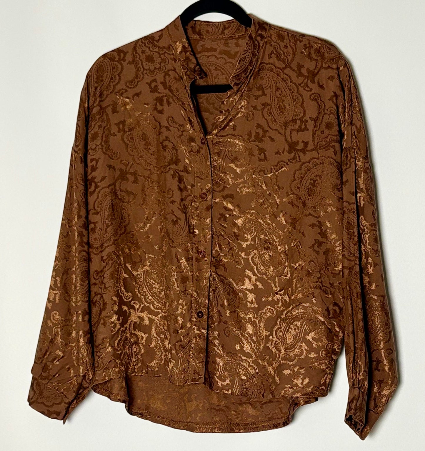Blússa m. kasmírmunstri (L/XL)
