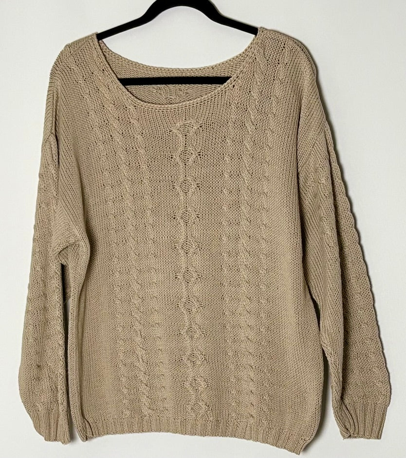 Vintage ljósbrún peysa (L)