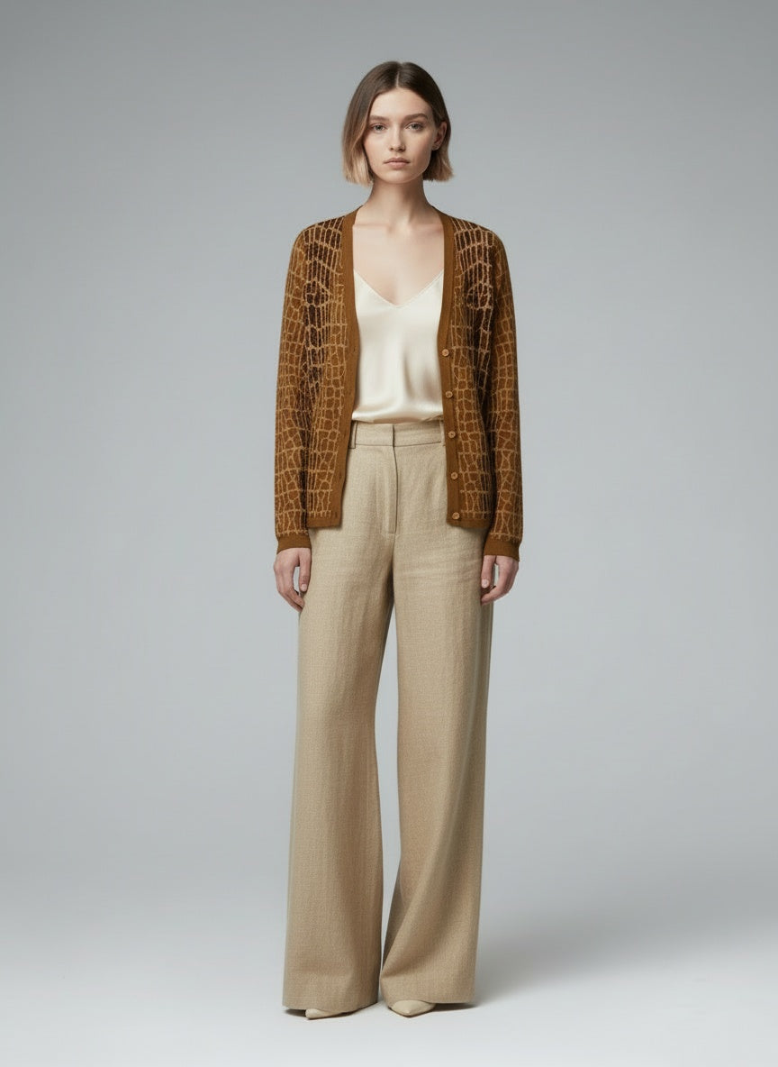 Full body view of the model wearing Roberta Puccini peysa (M)