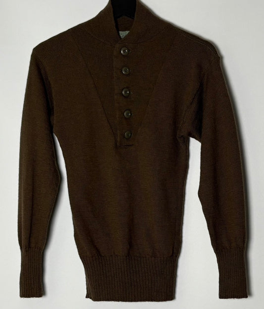 Brún ullarpeysa (M)