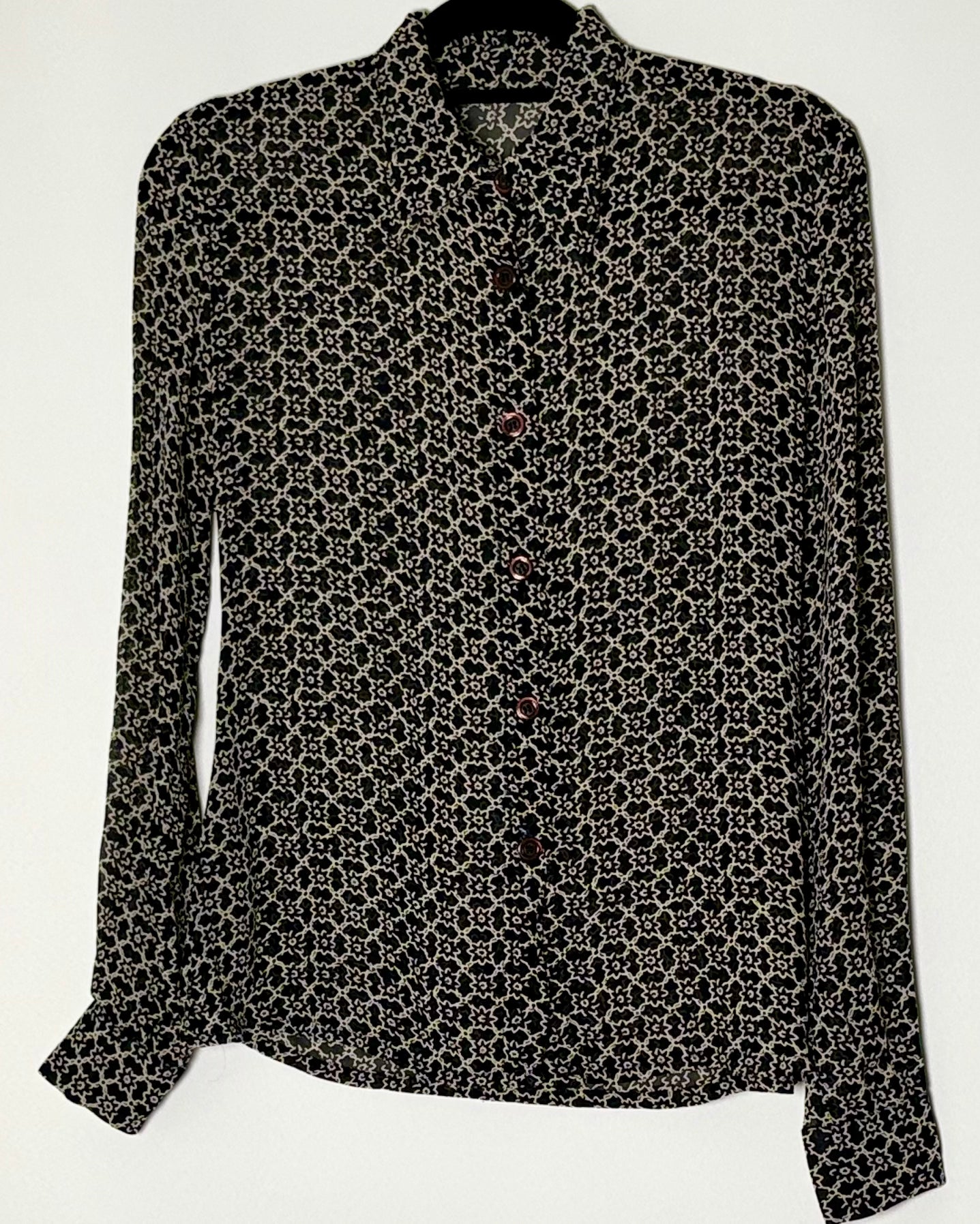 Vintage blússa m. blómamunstri (S/M)