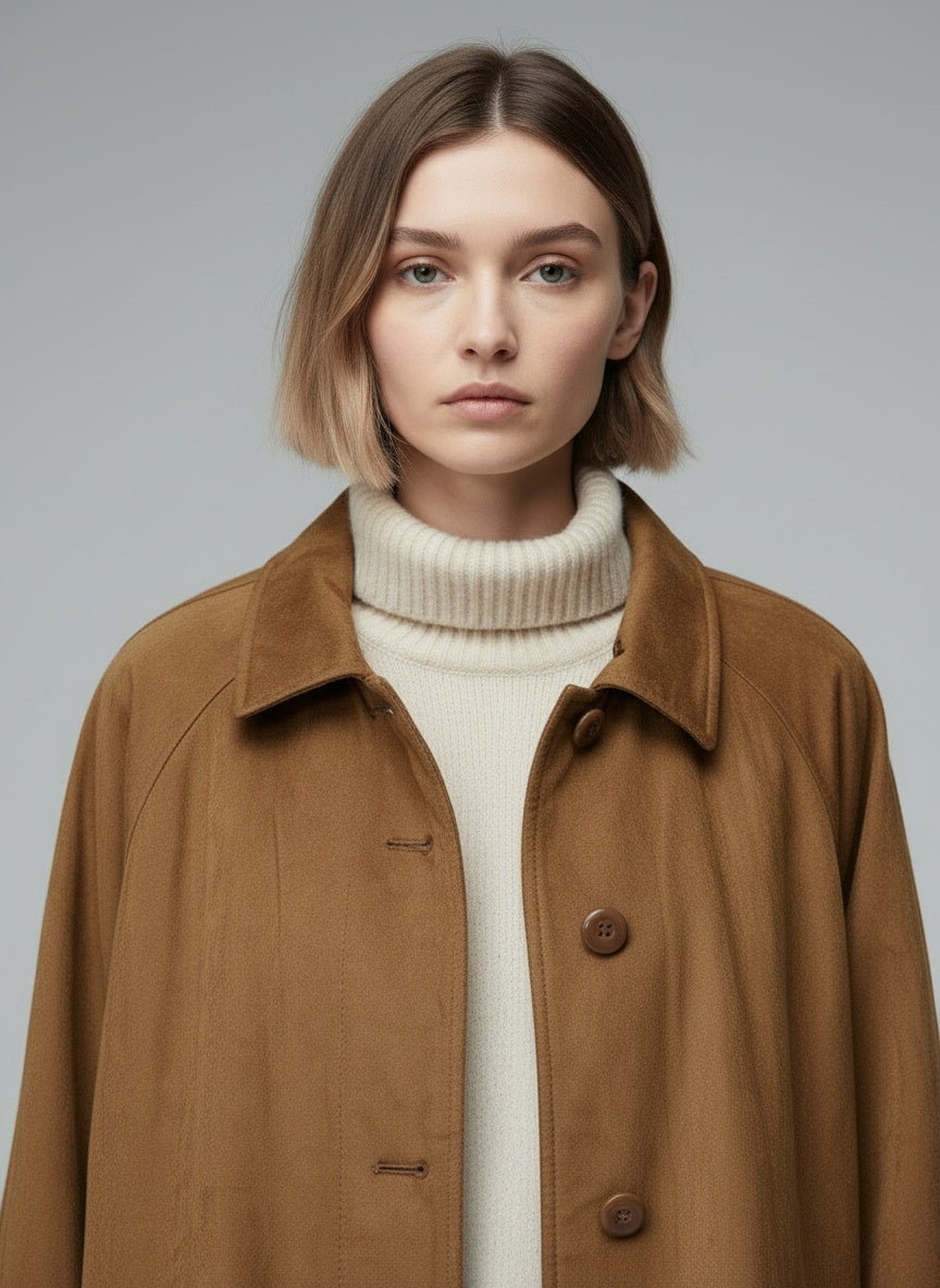 Close-up of the model wearing Vintage jakki (M/L)