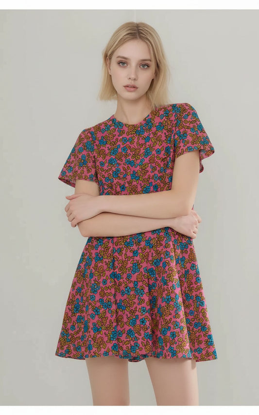 Vintage blómakjóll (M)