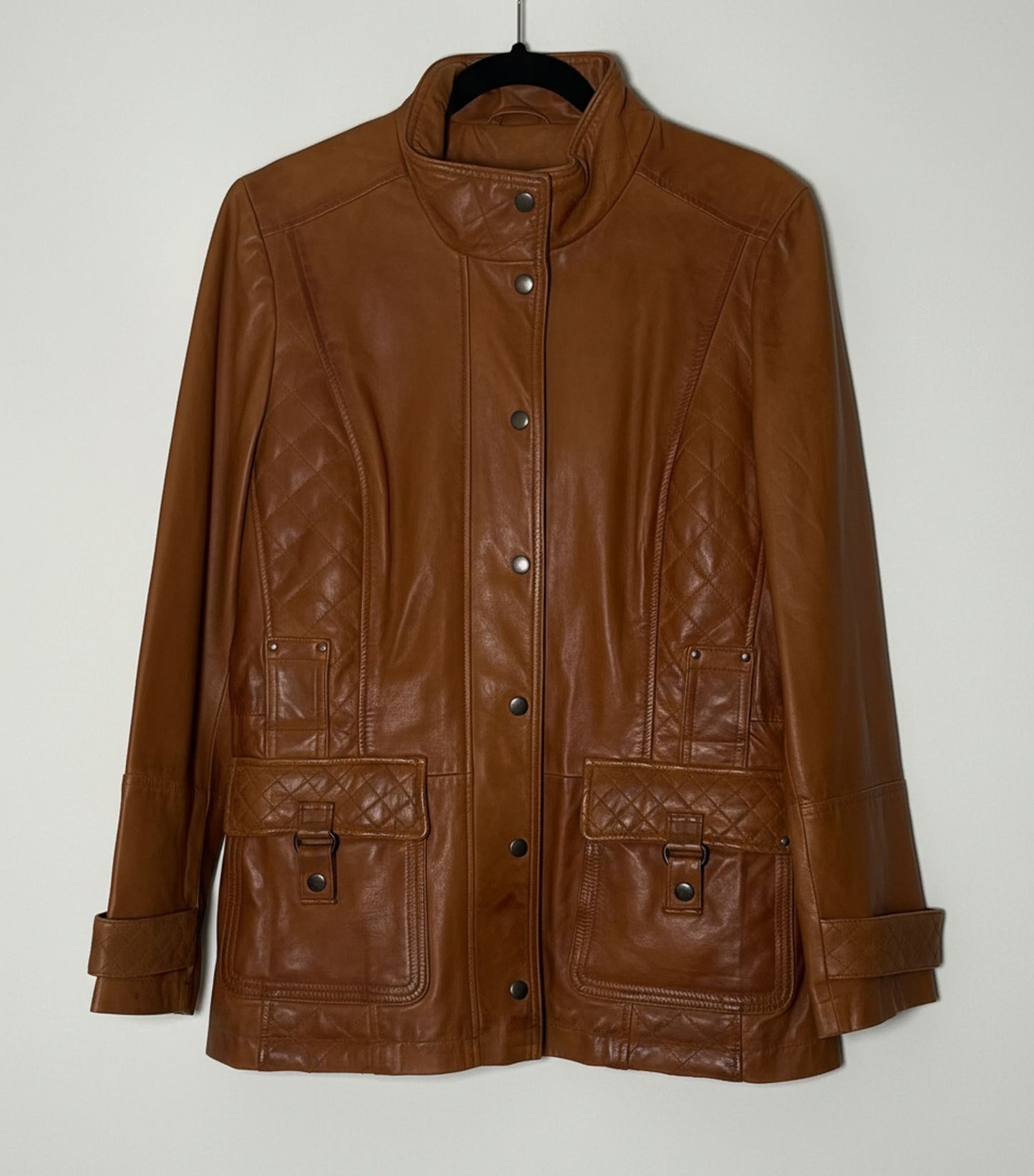 Vintage brúnn leðurjakki (M/L)