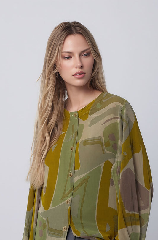 Vintage silkiblússa (M/L)