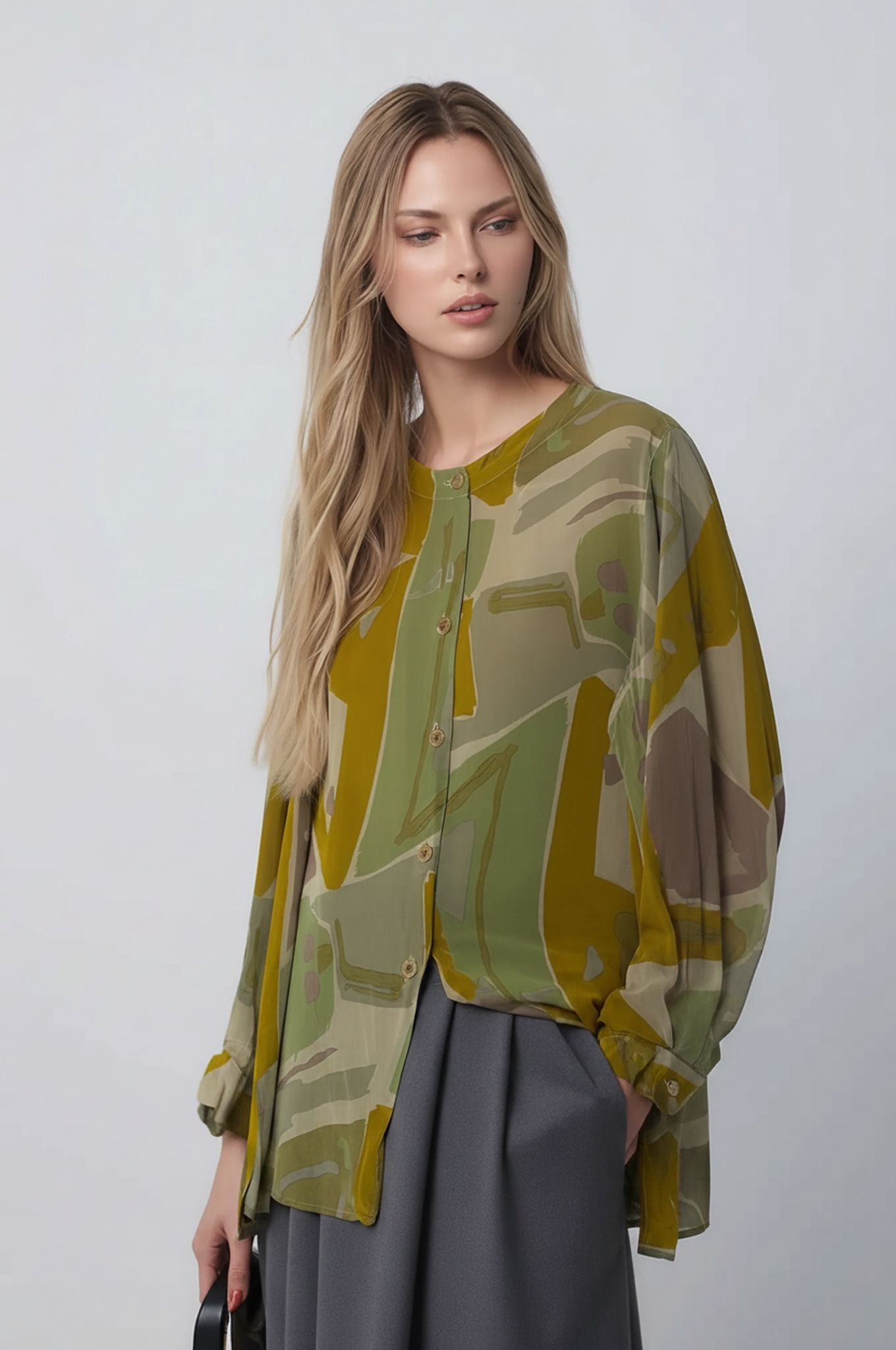 Vintage silkiblússa (M/L)