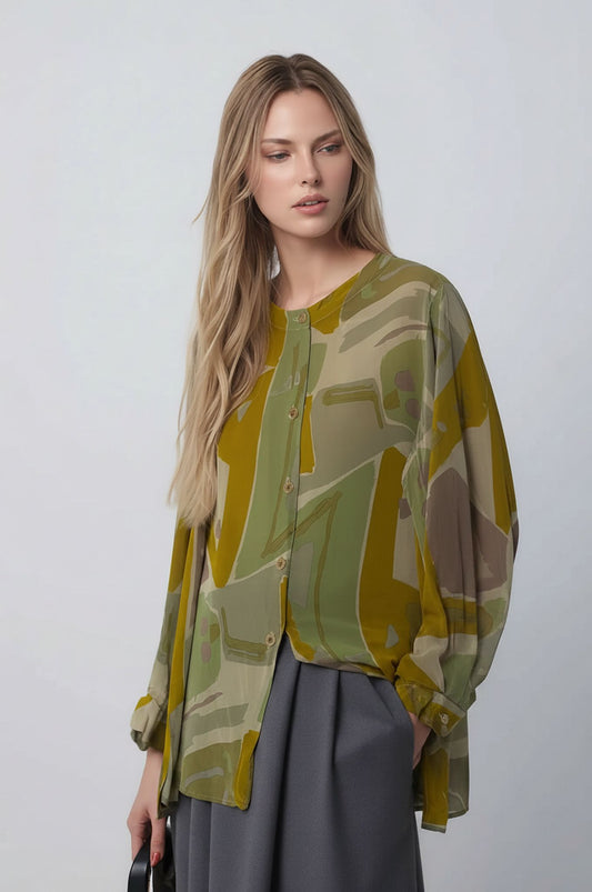Vintage silkiblússa (M/L)
