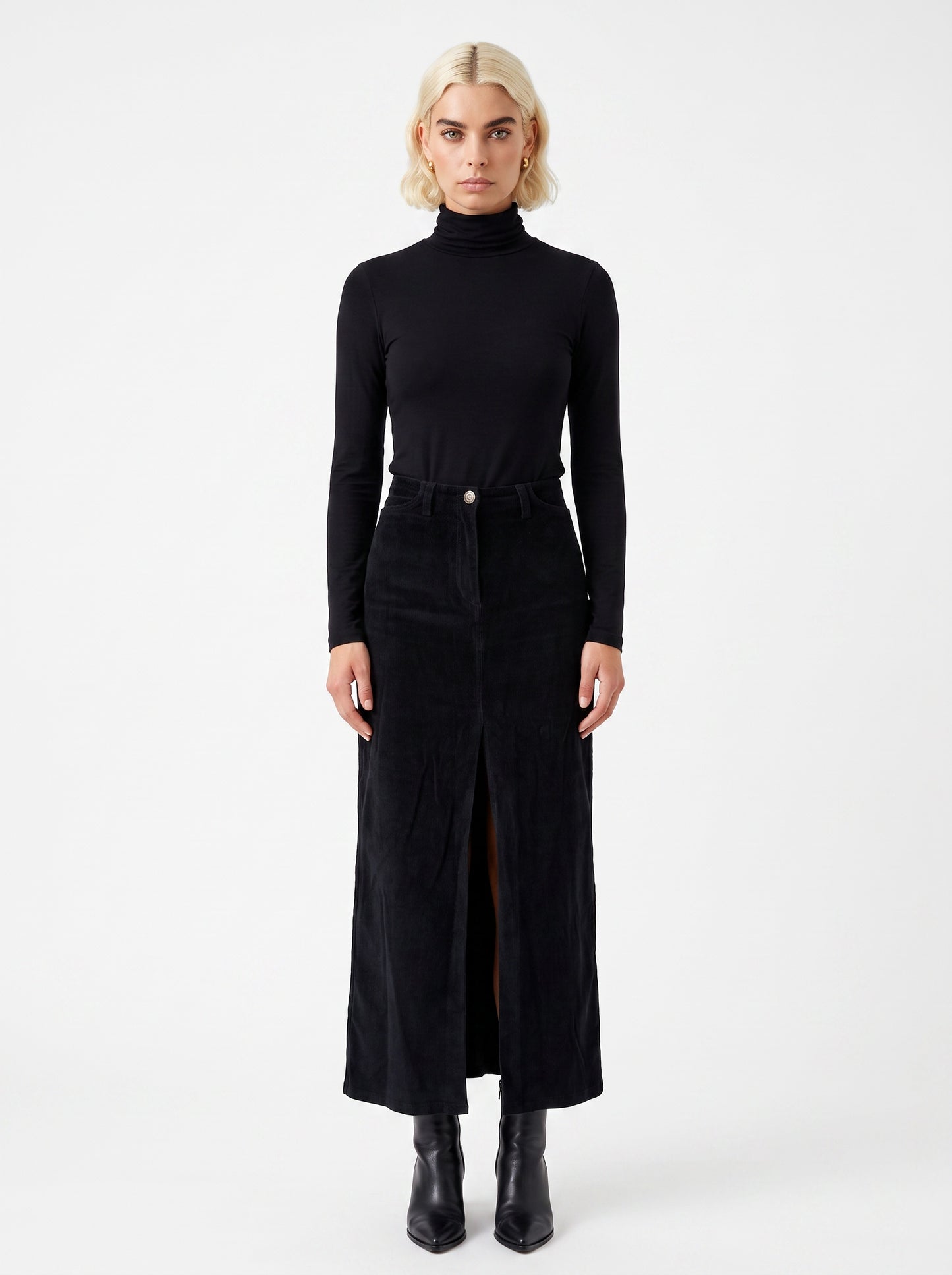 Svart vintage flauelspils (S/26)