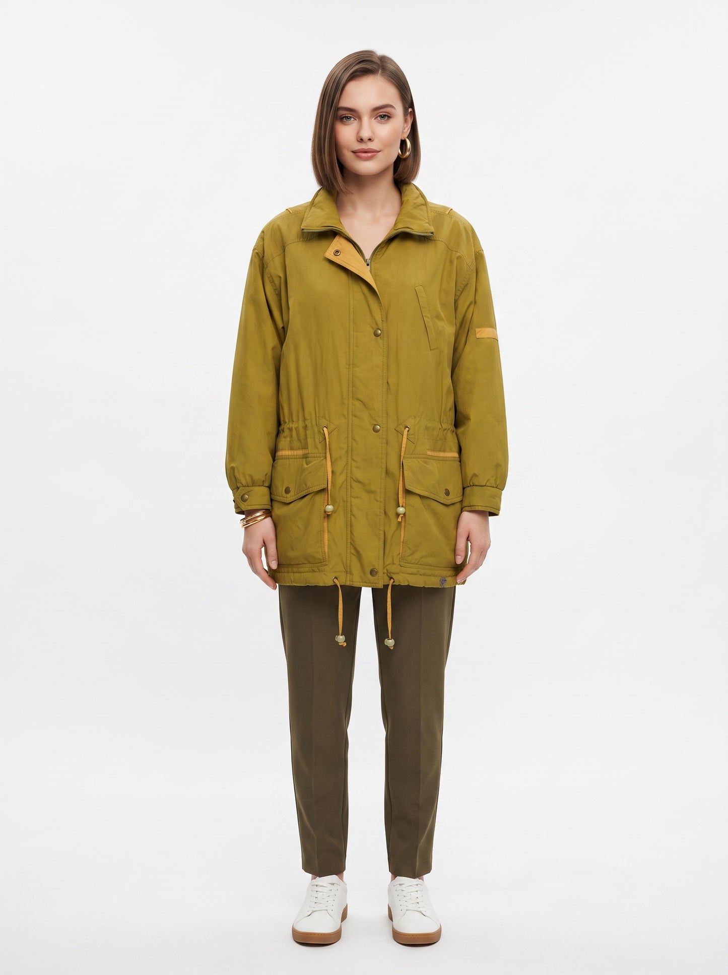 Mosagrænn vintage parka jakki (M)