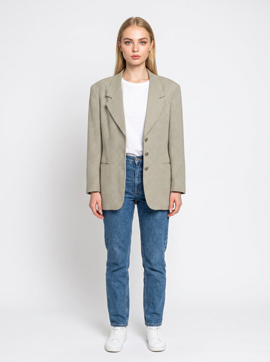 Köflóttur blazer í ljósum tónum (M/L)