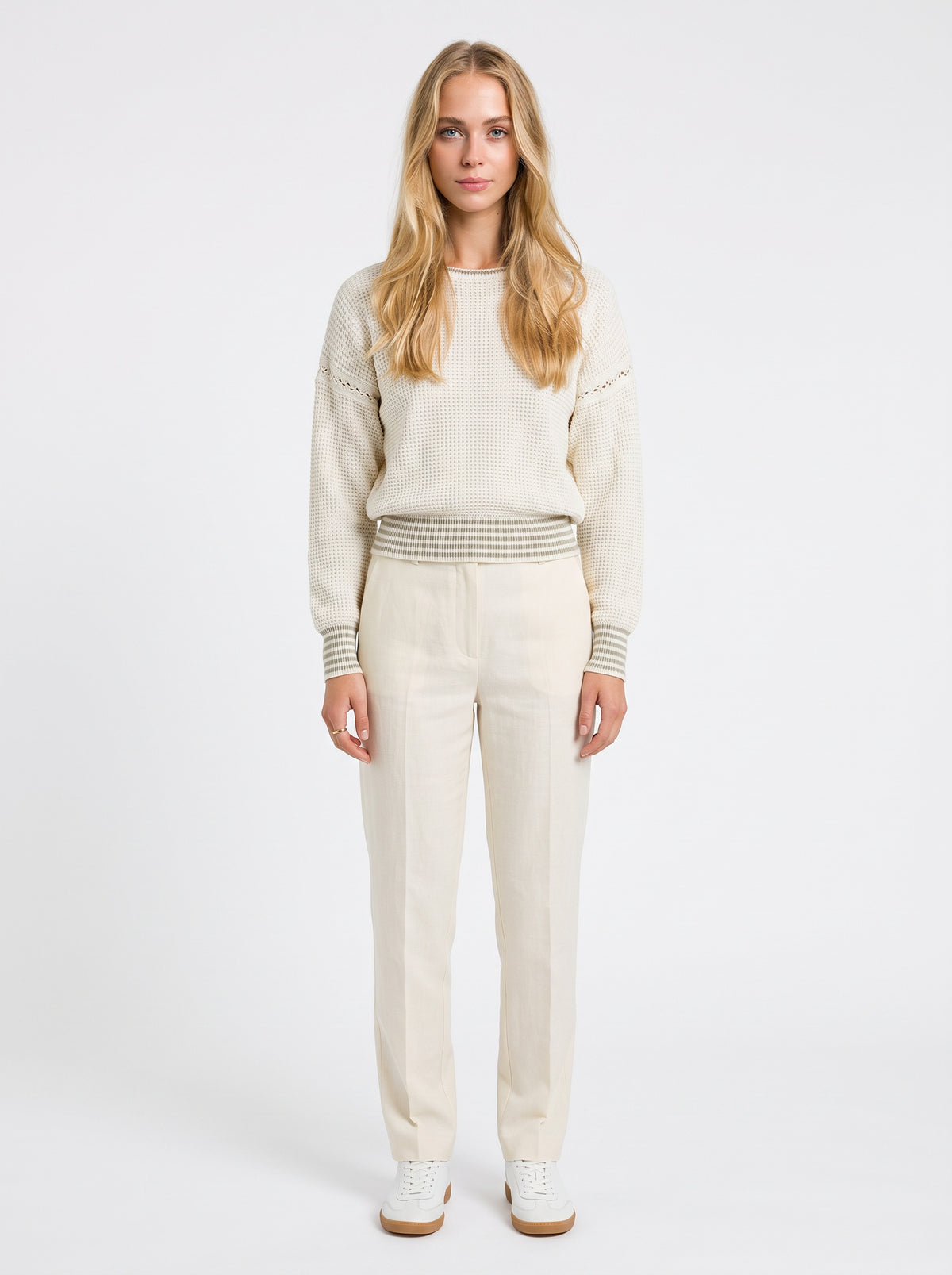 Vintage vöffluprjónuð peysa (M/L)