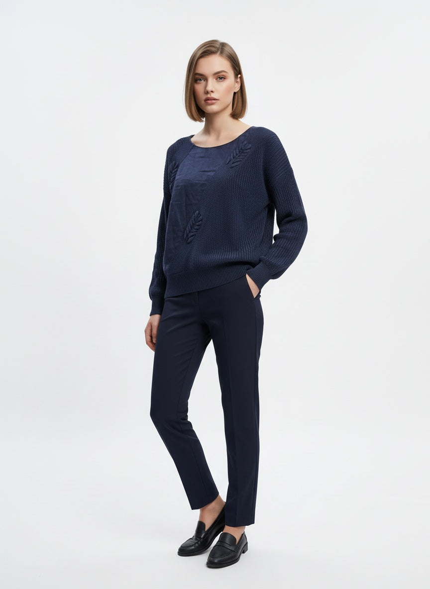 Vintage dökkblá prjónapeysa (M/L)
