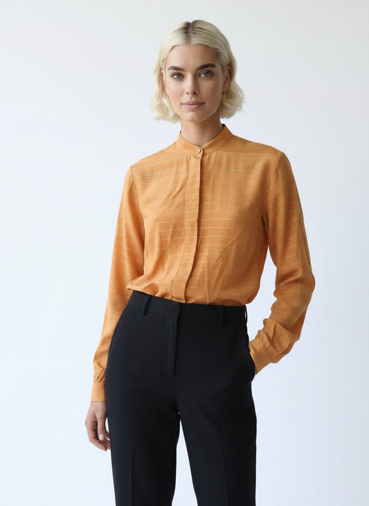 Orange vintage silk blouse (M)