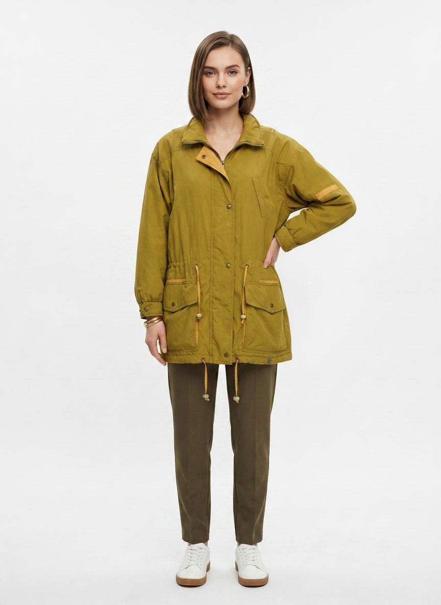 Mosagrænn vintage parka jakki (M)