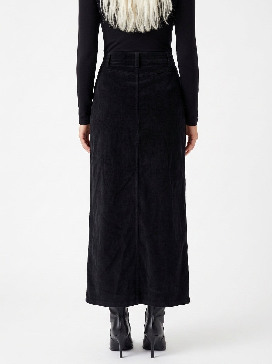 Svart vintage flauelspils (S/26)
