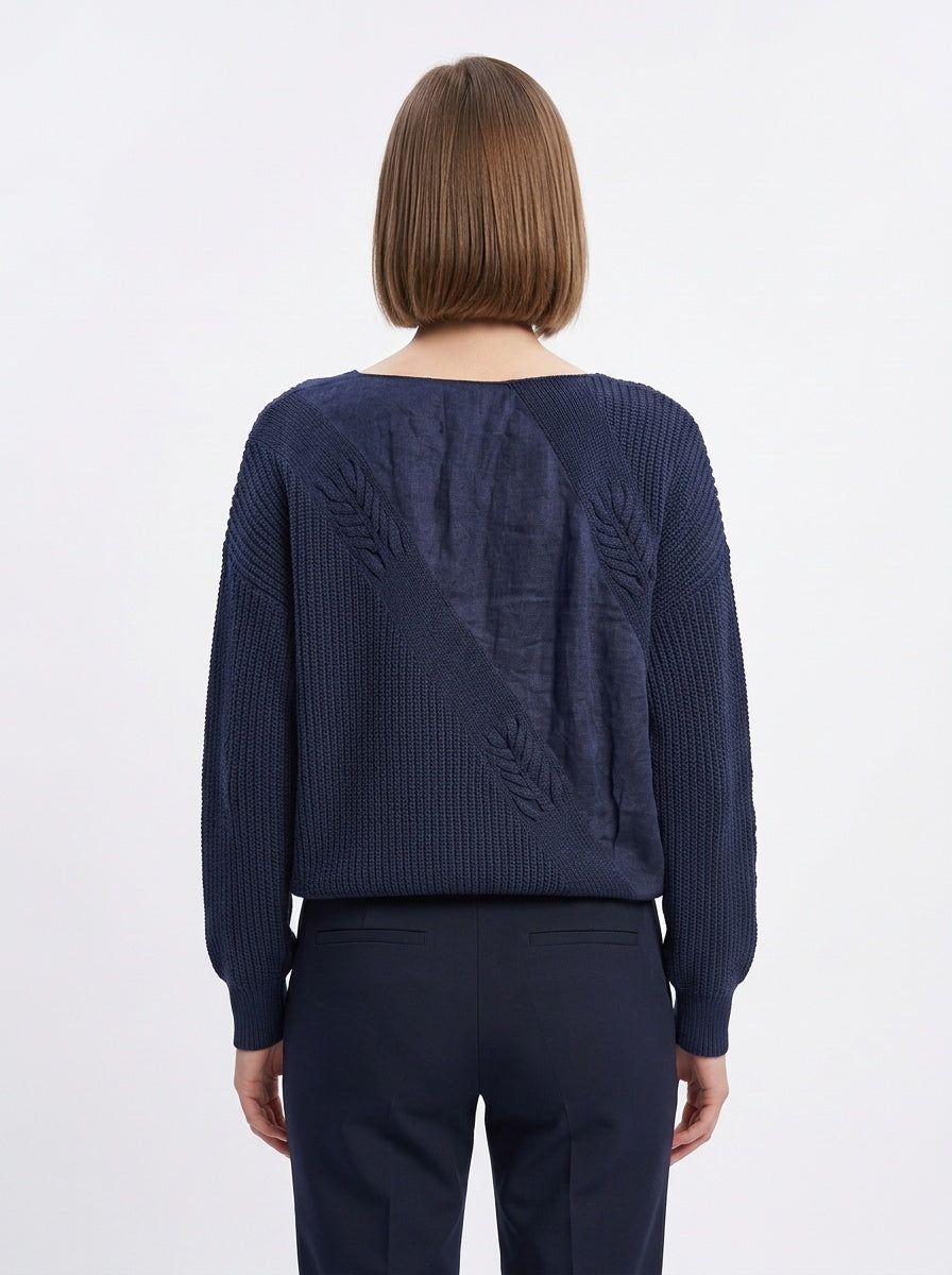 Vintage dökkblá prjónapeysa (M/L)