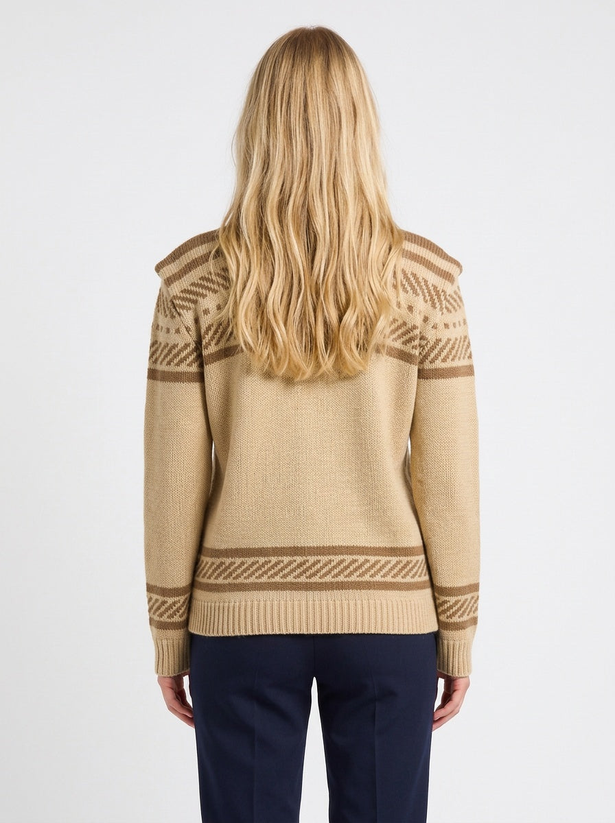Vintage mynstruð rúllukragapeysa (M/L)