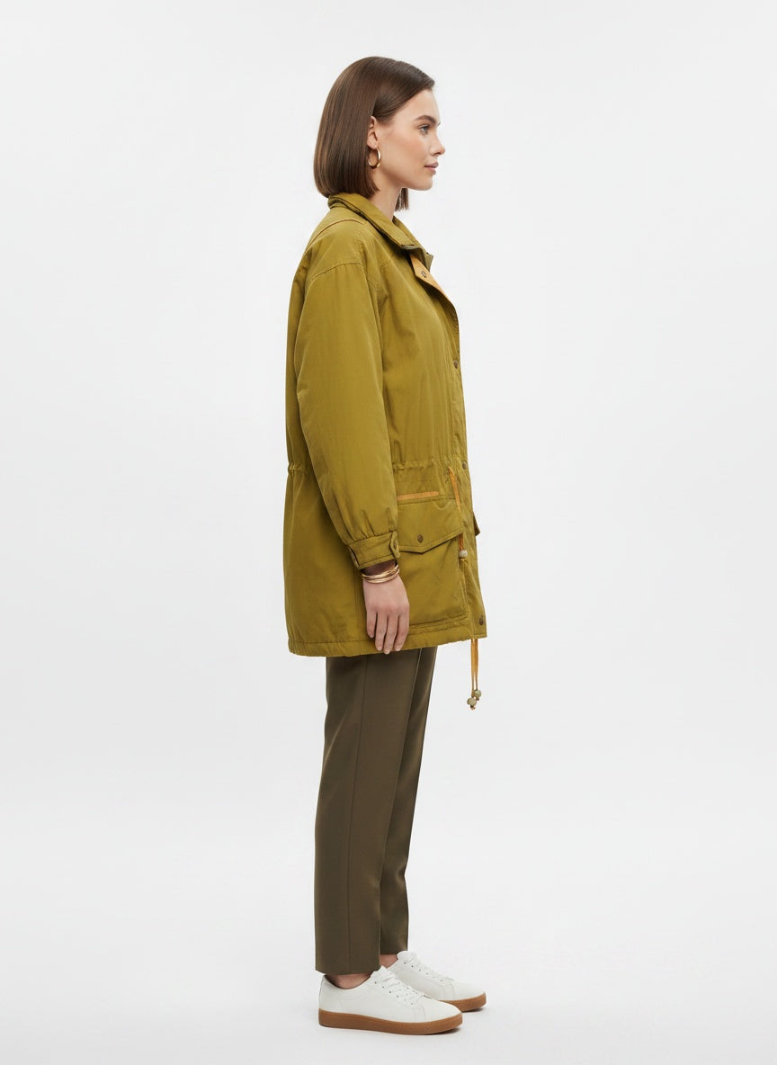Mosagrænn vintage parka jakki (M)