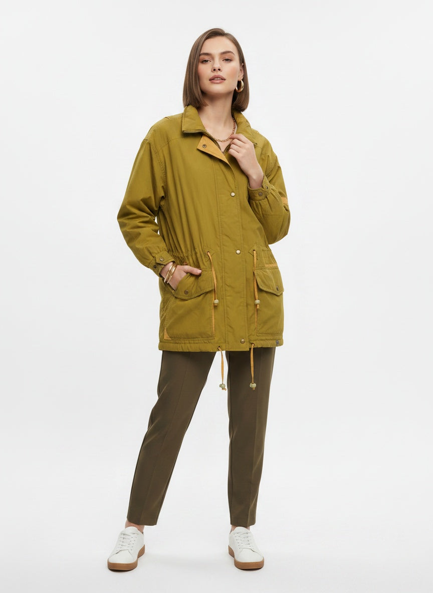 Mosagrænn vintage parka jakki (M)