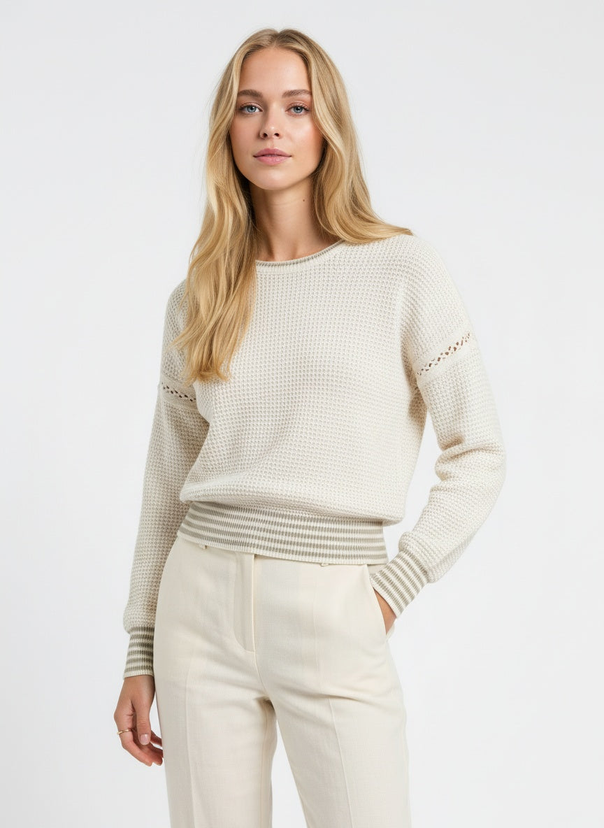 Vintage vöffluprjónuð peysa (M/L)