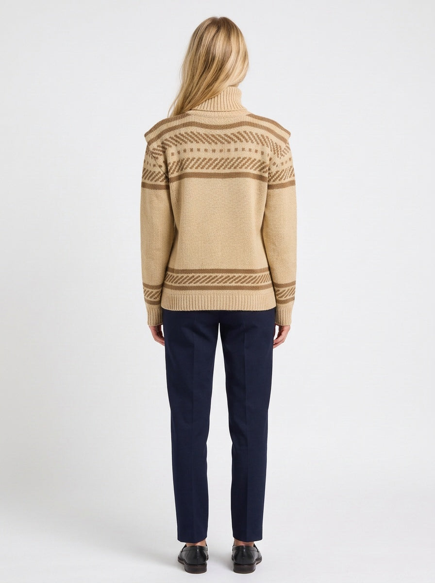 Vintage mynstruð rúllukragapeysa (M/L)