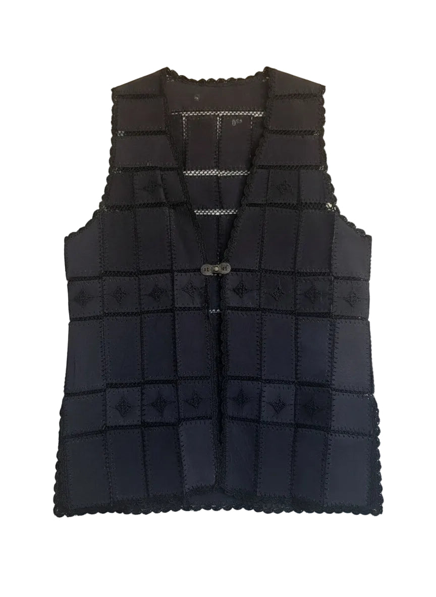 Dökkblátt rússkinnsvesti (M/L)