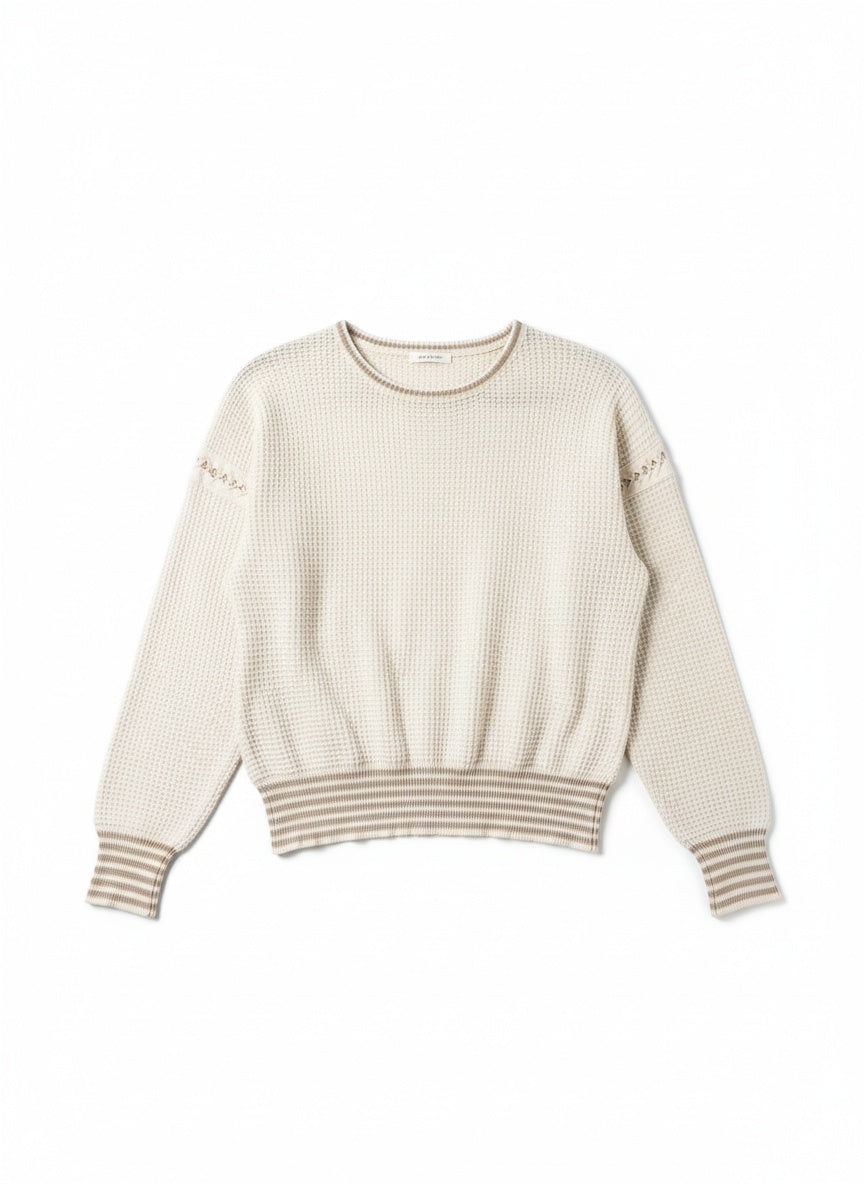 Vintage vöffluprjónuð peysa (M/L)