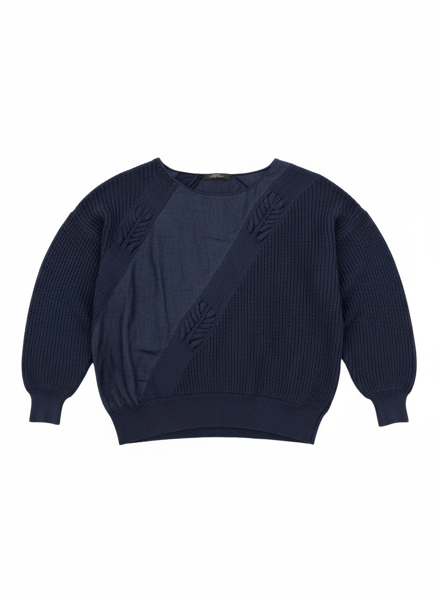 Vintage dökkblá prjónapeysa (M/L)