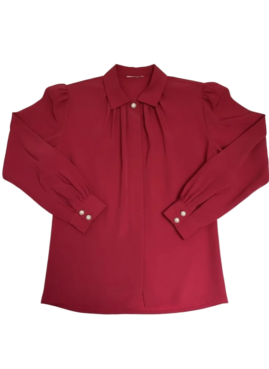Vintage blússa með perluhnöppum (M/L)