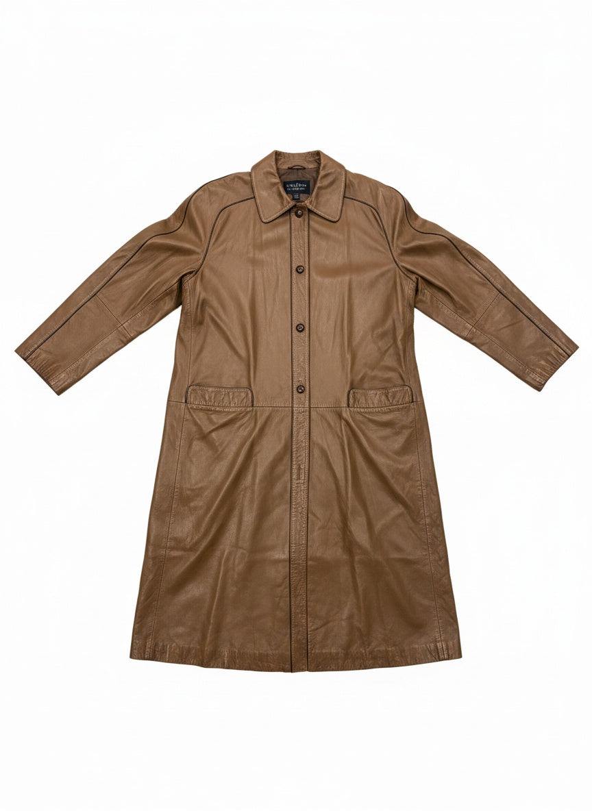 Brún leðurkápa (M/L)
