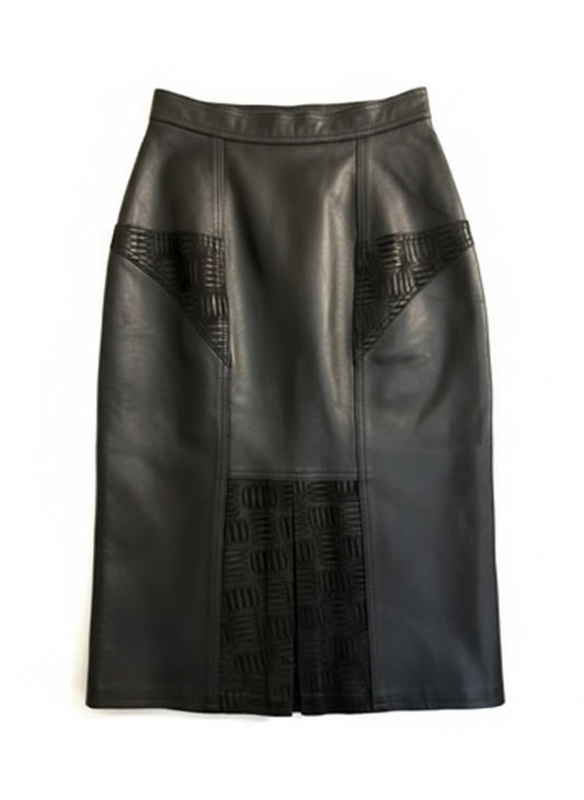 Vintage midi leather skirt (M)